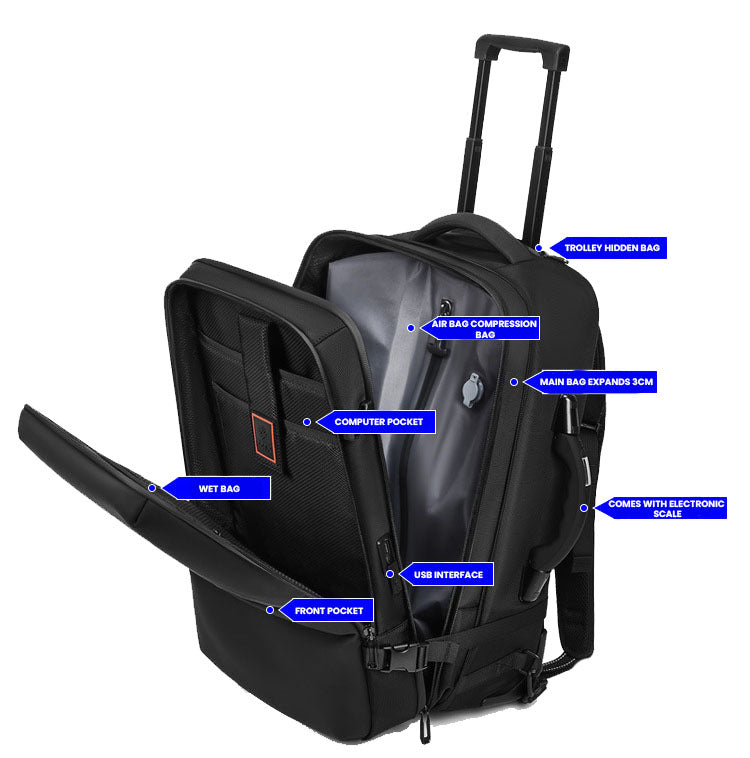 The Nexa™ Turbo Vacuum Backpack by Camel Mountain – 45L, Fits 17" Laptop