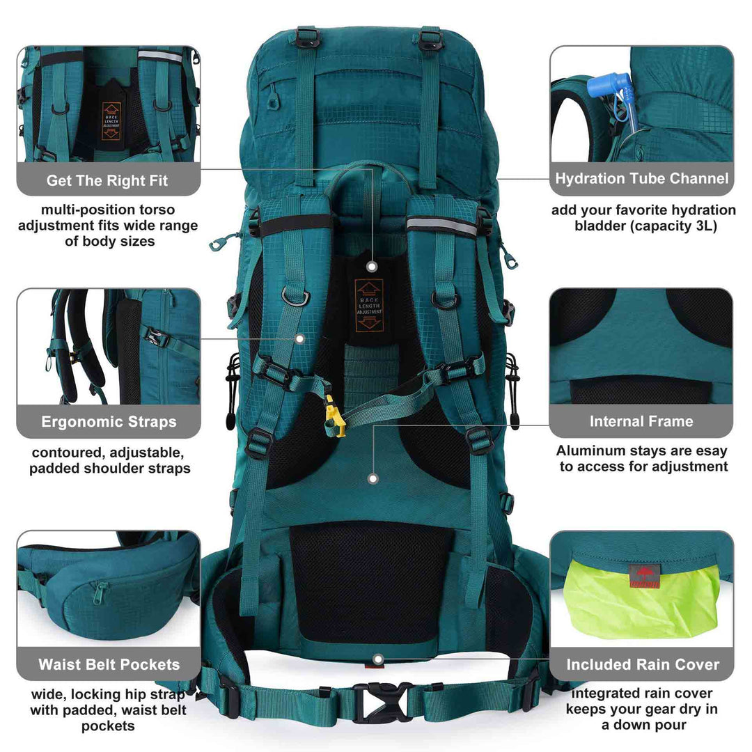 The Kryos™ Ultra Backpack by Camel Mountain – 70L, Perfect for Outdoor Adventures