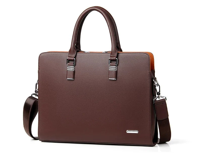 The Fluxor™ Leather Briefcase by Camel Mountain – Fits 13"-15" Laptops